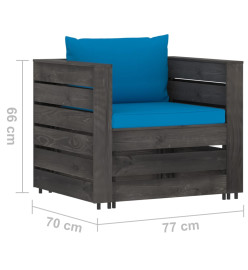 Salon de jardin 6 pcs avec coussins Bois imprégné de gris