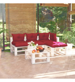 Salon palette de jardin 5 pcs avec coussins bois de pin