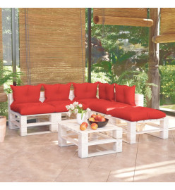 Salon palette de jardin 6 pcs avec coussins bois de pin