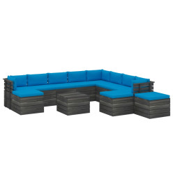 Salon de jardin palette 12 pcs avec coussins Bois de pin massif