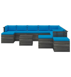 Salon de jardin palette 12 pcs avec coussins Bois de pin massif