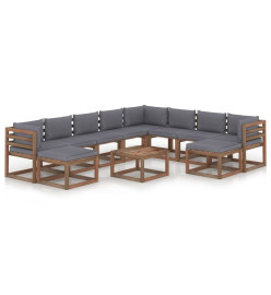Salon de jardin 11 pcs avec coussins Anthracite