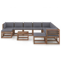 Salon de jardin 11 pcs avec coussins Anthracite