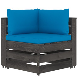 Salon de jardin 12 pcs avec coussins Bois imprégné de gris