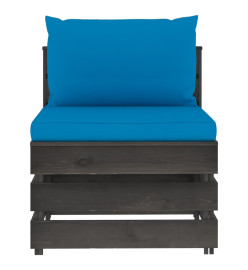 Salon de jardin 12 pcs avec coussins Bois imprégné de gris