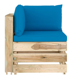 Salon de jardin 9 pcs avec coussins Bois imprégné de vert