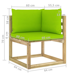 Salon de jardin 10 pcs avec coussins bois de pin imprégné