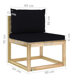 Salon de jardin 8 pcs avec coussins bois de pin imprégné