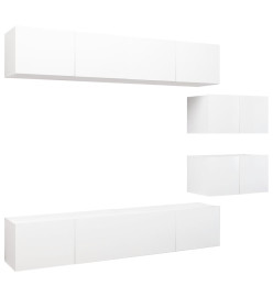 Ensemble de meuble TV 6 pcs Blanc Aggloméré