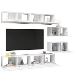 Ensemble de meuble TV 6 pcs Blanc Aggloméré