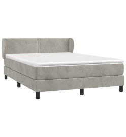 Lit à sommier tapissier et matelas Gris clair 140x190cm Velours