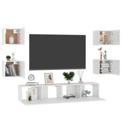 Ensemble de meubles TV 6 pcs Blanc brillant Aggloméré