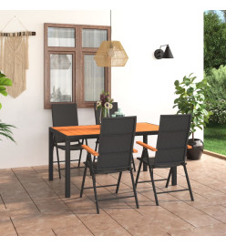 Ensemble de salle à manger de jardin 5 pcs Noir et marron