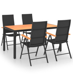Ensemble de salle à manger de jardin 5 pcs Noir et marron
