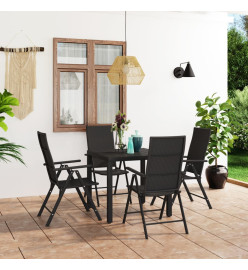 Ensemble de salle à manger de jardin 5 pcs Noir