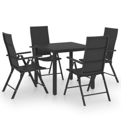 Ensemble de salle à manger de jardin 5 pcs Noir
