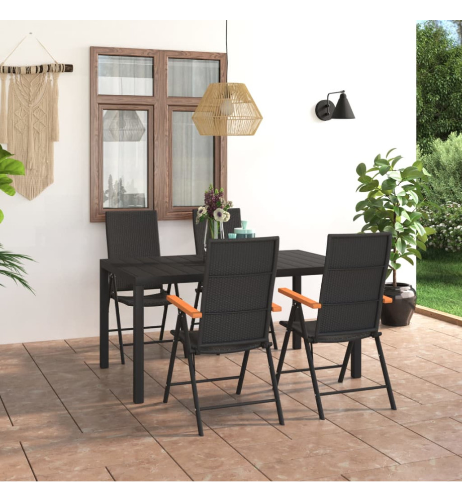 Ensemble de salle à manger de jardin 5 pcs Noir et marron Ensemble de salle à manger de jardin 5 pcs Noir et marron