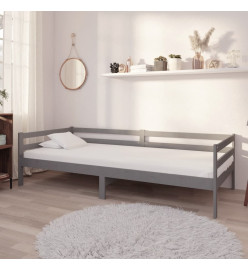 Lit de repos avec matelas 90x200 cm Gris Bois de pin massif