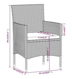 Mobilier de salle à manger de jardin coussins 7 pcs Marron/noir