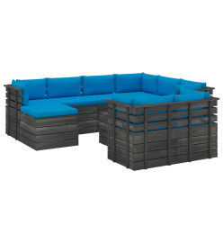 Salon palette de jardin 10 pcs avec coussins Bois de pin massif