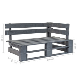 Canapé d'angle palette de jardin Gris Bois de pin imprégné