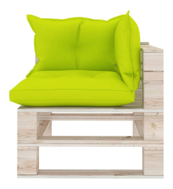 Canapé d'angle palette de jardin avec coussins bois de pin