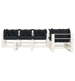 Salon palette de jardin 6 pcs avec coussins anthracite bois