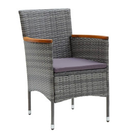 Mobilier à dîner de jardin et coussins 3pcs Résine tressée Gris