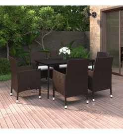 Mobilier à dîner de jardin coussins 7 pcs Résine tressée Verre