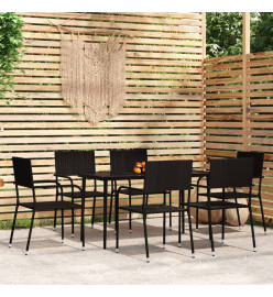 Ensemble de salle à manger de jardin 7 pcs Noir