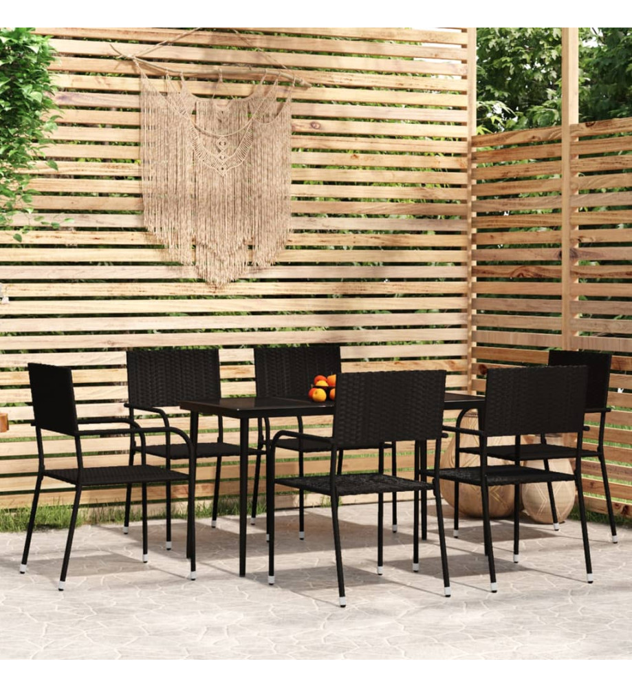 Ensemble de salle à manger de jardin 7 pcs Noir Ensemble de salle à manger de jardin 7 pcs Noir