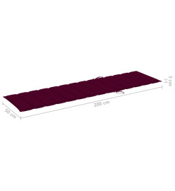 Chaises longues 2 pcs avec table et coussin Bois de teck solide