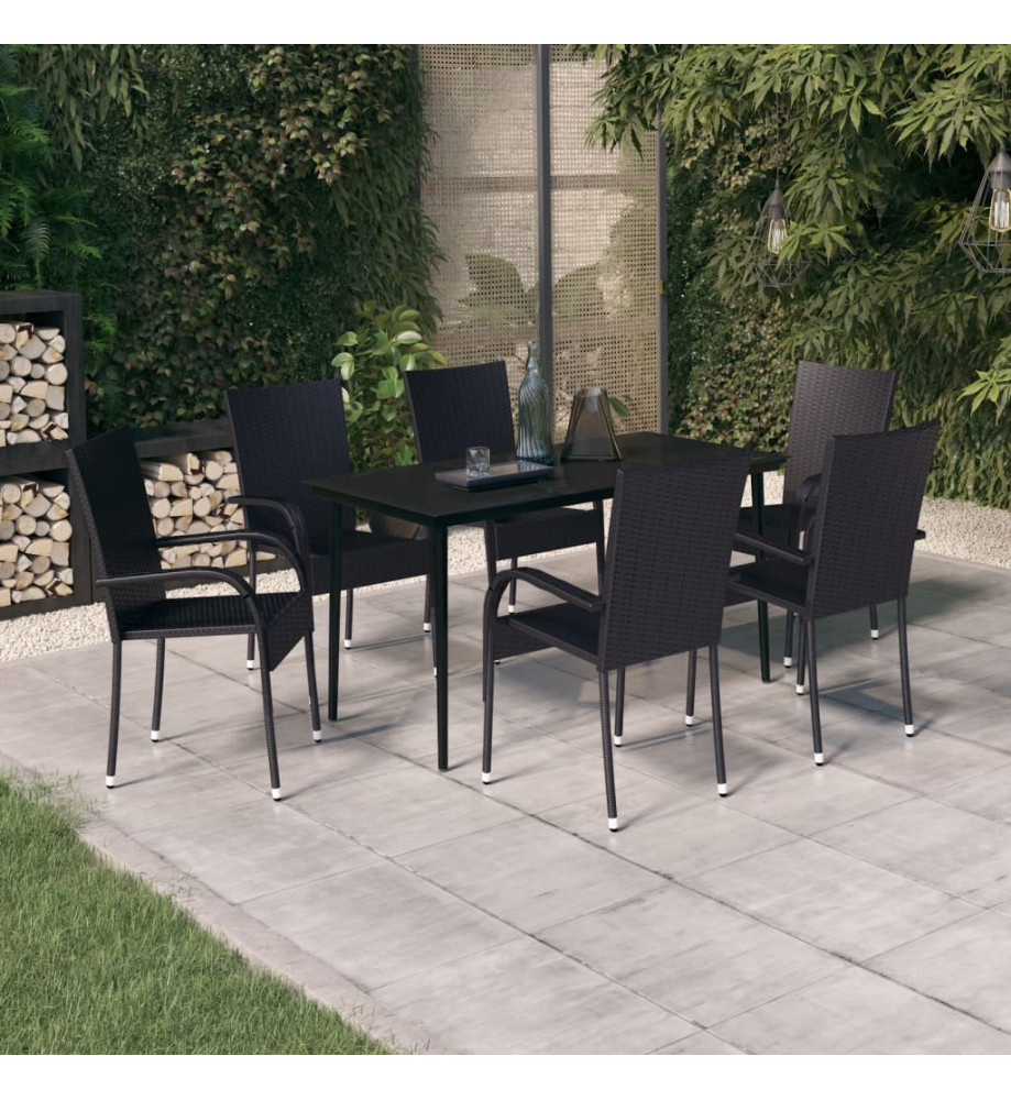 Ensemble de salle à manger de jardin 7 pcs Noir Ensemble de salle à manger de jardin 7 pcs Noir