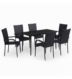 Ensemble de salle à manger de jardin 7 pcs Noir