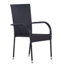 Ensemble de salle à manger de jardin 7 pcs Noir