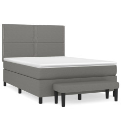 Lit à sommier tapissier avec matelas Gris foncé 140x200cm Tissu