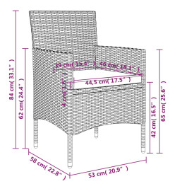 Mobilier de salle à manger de jardin avec coussins 7 pcs Noir