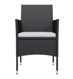 Ensemble de salle à manger de jardin avec coussins 5 pcs Noir