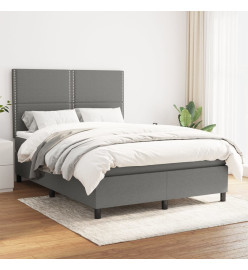 Lit à sommier tapissier avec matelas Gris foncé 140x200cm Tissu