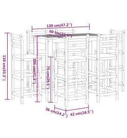 Ensemble de bar de jardin 7 pcs Bois d'acacia solide