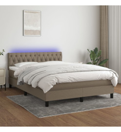 Sommier tapissier avec matelas et LED Taupe 140x200 cm Tissu