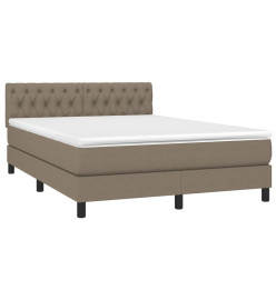 Sommier tapissier avec matelas et LED Taupe 140x200 cm Tissu