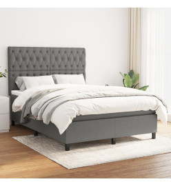 Lit à sommier tapissier avec matelas Gris foncé 140x200cm Tissu