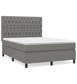 Lit à sommier tapissier avec matelas Gris foncé 140x200cm Tissu