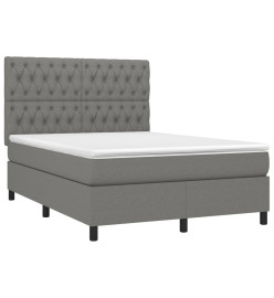 Lit à sommier tapissier avec matelas Gris foncé 140x200cm Tissu