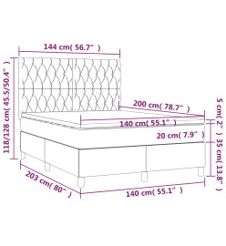 Lit à sommier tapissier avec matelas Gris foncé 140x200cm Tissu
