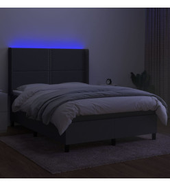 Sommier tapissier et matelas et LED Gris foncé 140x200 cm Tissu