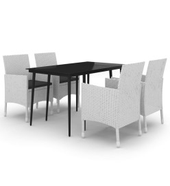 Ensemble à dîner de jardin coussins 5 pcs Résine tressée Verre