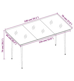 Ensemble à dîner de jardin coussins 5 pcs Résine tressée Verre