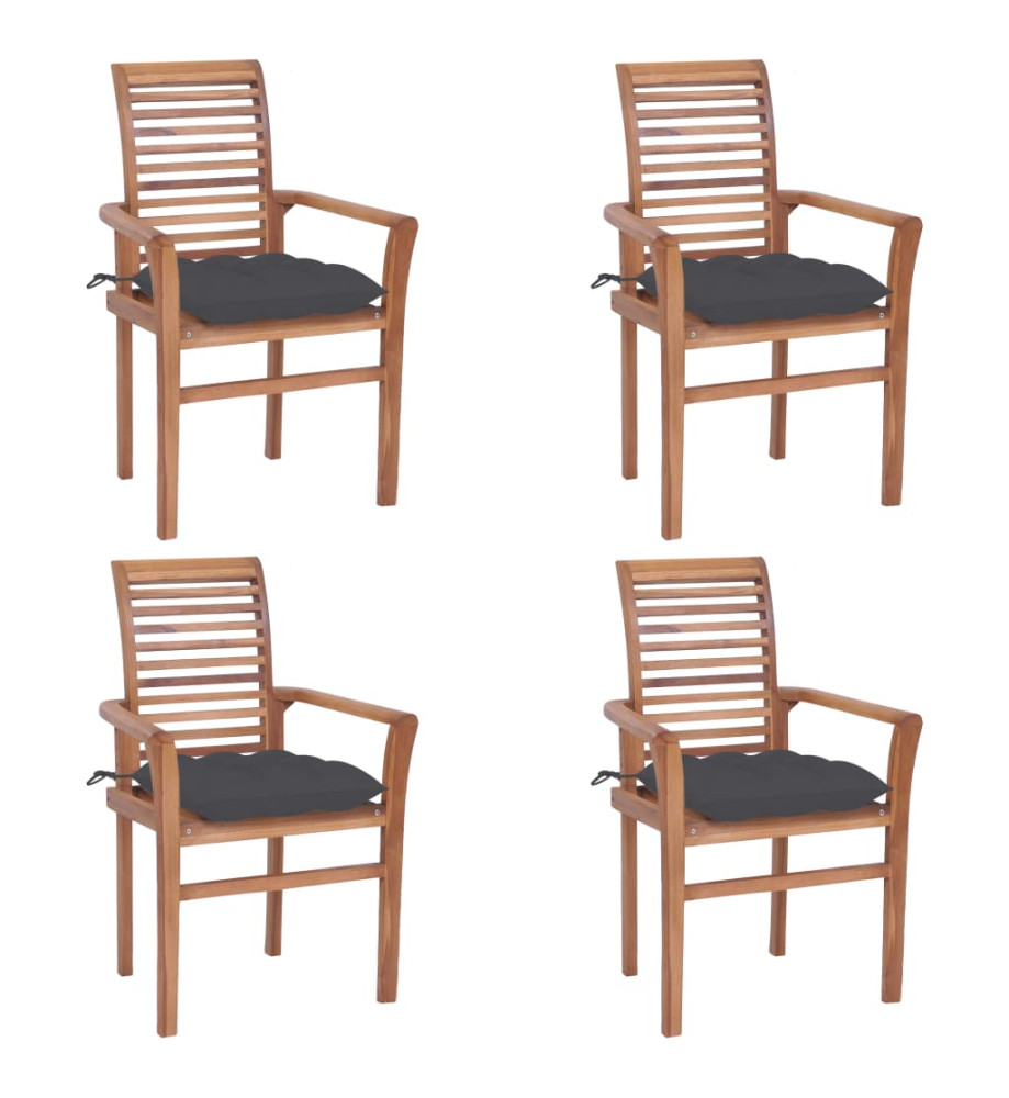 Chaises à dîner 4 pcs avec coussins anthracite Bois de teck Chaises à dîner 4 pcs avec coussins anthracite Bois de teck